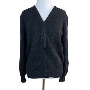 Braunstyle Cardigan Sweater Womens Small Black Lambswool Angora Rabbit Button Up